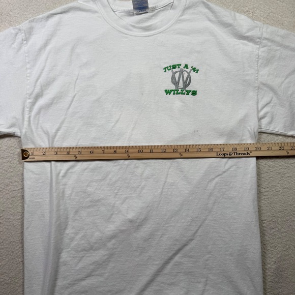Gildan Ultra Cotton‎ Mens Large White Just A 41 Willys Graphic T Shirt Motorhead - Picture 10 of 11